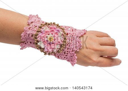 The Pink Bracelet Embroidered With Threads