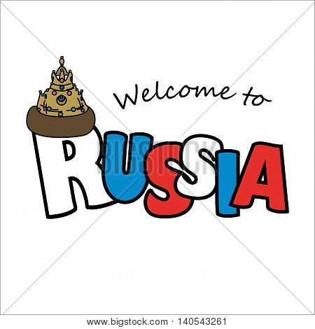 Welcome to Russian and tsar hat. Vector illustration isolated on white background