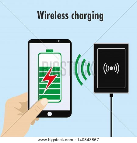 Smartphone on a Wireless Charge, vector illustration