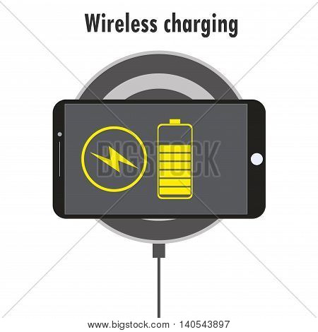 Smartphone on a Wireless Charge, vector illustration on white background