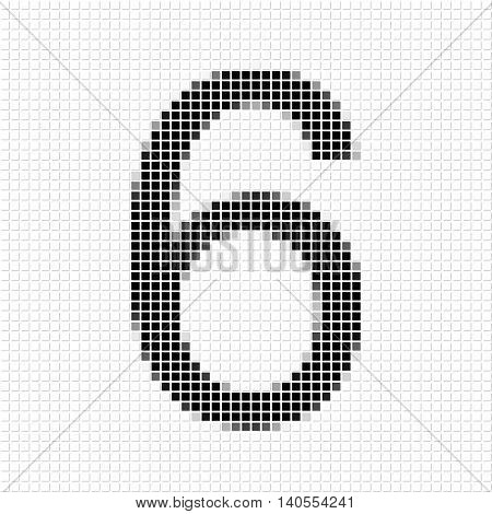 Six. Simple Geometric Pattern Of Black Squares In Number Six