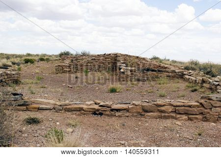 American Indian ruins of the desert dwellings of stone built houses