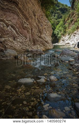 Mountain River Gorge Near Panta Vrexei In Evritania, Greece