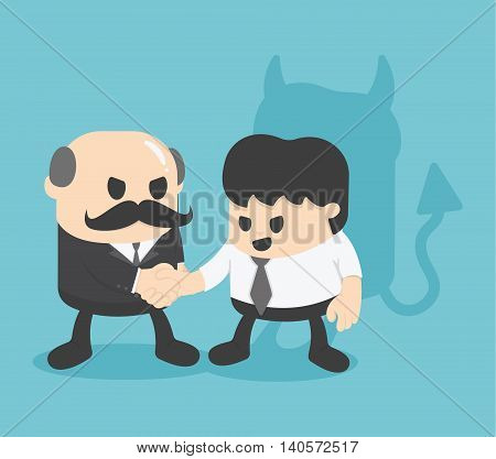 Businessman shaking hands with colleagues And an invisible threat