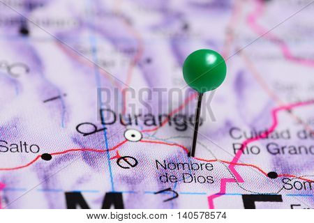 Nombre de Dios pinned on a map of Mexico