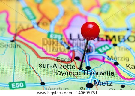 Hayange pinned on a map of France