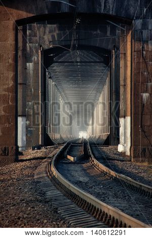 Kryukovsky railway bridge across the Dnieper River in Kremenchug