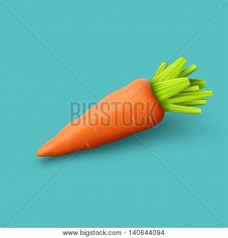 illustration of realistic red carrot on blue background with soft shadow