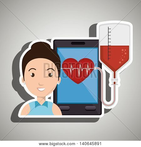 woman young bood smartphone vector illustration eps 10