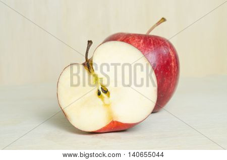 Apple Isolated On Wooden Board Background