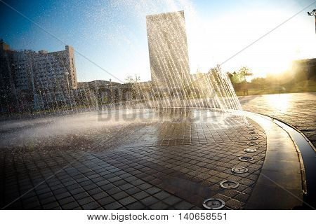 Beautiful Fountain In Park, Old Bukhara City, Uzbekistan