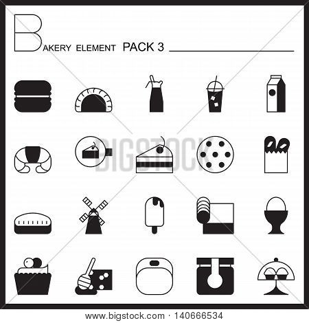 Bakery line icons set.Mono icons pack 3.Pictagram outline.