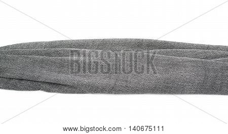 Strip of gray fabric isolated over the white background