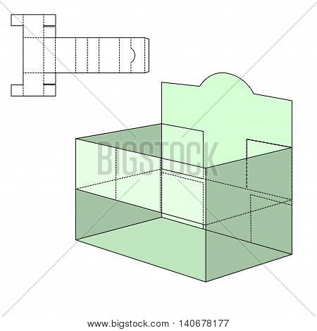 Vector Illustration of Diecut Craft Box for Design, Website, Background, Banner. Retail Folding package Template. Fold pack with dieline for your brand on it