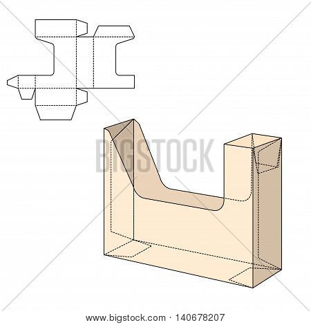 Vector Illustration of Diecut Craft Box for Design, Website, Background, Banner. Retail Folding package Template. Fold pack with dieline for your brand on it