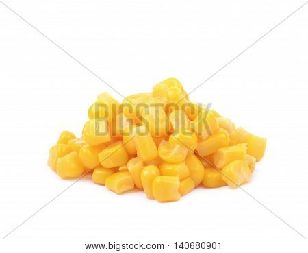 Pile of a canned corn isolated over the white background