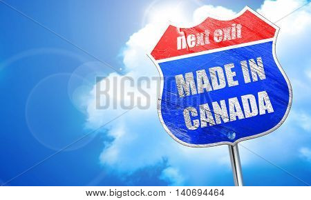 Made in canada, 3D rendering, blue street sign