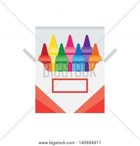 full box of wax colorful crayons vector illustration