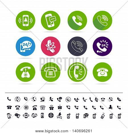 Set of different icons with phone on white backrgound for your site or application