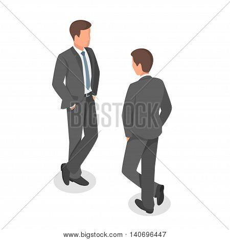Isometric vector illustration of young confident businessman.