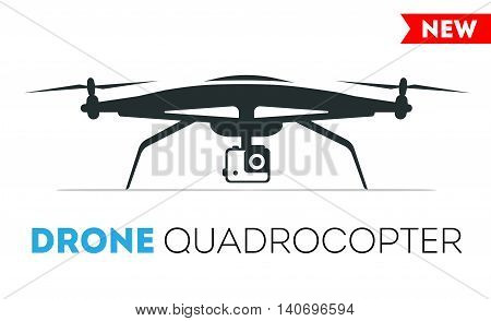 Drone quadrocopter Icon. Flight controlled security quadrocopters drone helicopter.