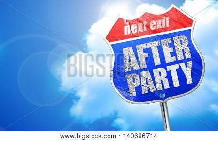 afterparty, 3D rendering, blue street sign