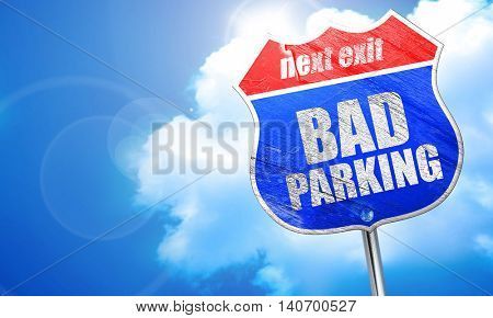 bad parking, 3D rendering, blue street sign