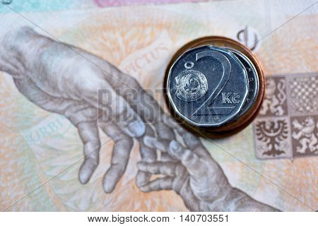 Close up Czech Koruna currency, Czech Republic