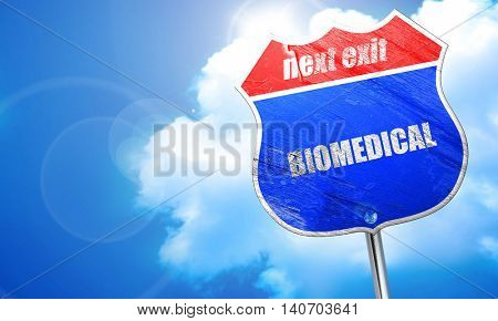 biomedical, 3D rendering, blue street sign