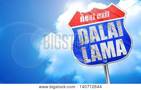 the Dalai lama, 3D rendering, blue street sign