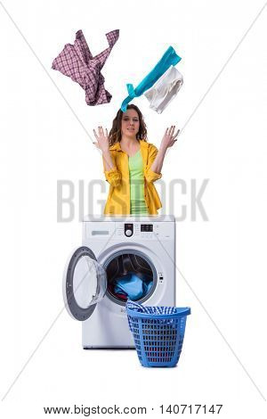 Woman feeling sressed after doing dirty laundry