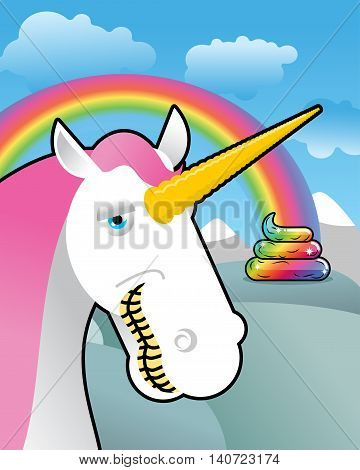 Unicorn On Landscape. Turd Unicorn. Rainbow Of Shit. Clouds And Sky. Magic Animal Laughs. Laughter M