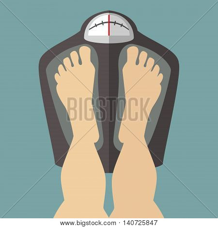 Legs are in the balance weigh weight checks Caucasian