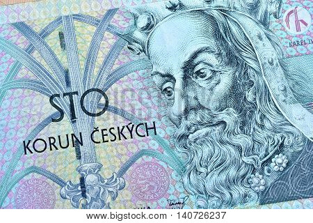 Close up Czech Koruna currency, Czech Republic