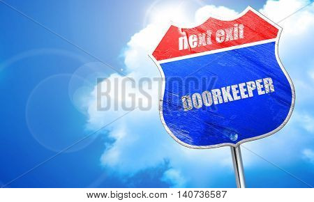 doorkeeper, 3D rendering, blue street sign
