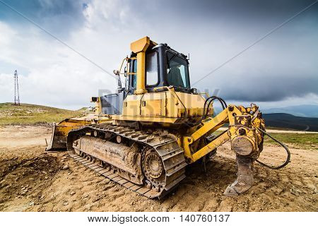 Yellow Bulldozer On Tracks