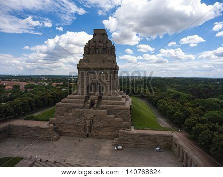 Battle of nations monument in Leipzig, Germany aerial view