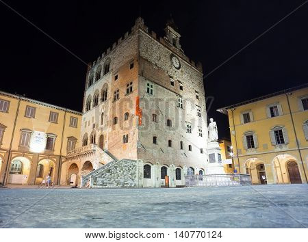 PRATO ITALY - JULY 11: Nightview of the Prato Cathedral on July 11 2016