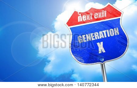 generation x word, 3D rendering, blue street sign