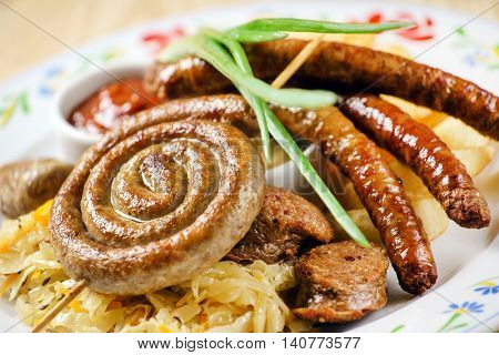 sausages on sauerkraut