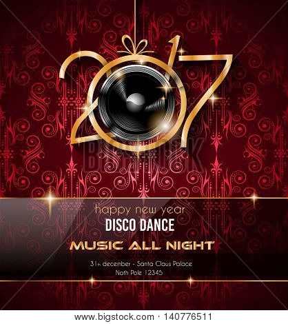 2017 Happy New Year Party Background for your Flyers and Greetings Card. Ideal for 30st dicember discoteque nighclub events!