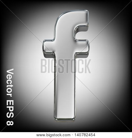 Vector letter f from metal alphabet. Lovercase metal font collection. EPS 8