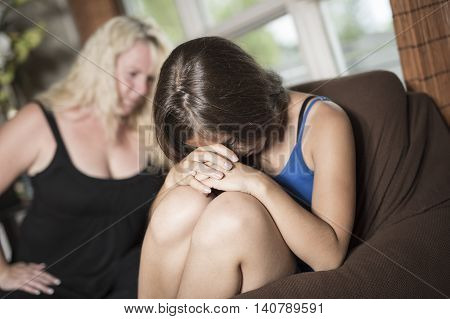 A Sad Teen on sofa have some bad moment at home
