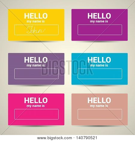 Hello My Name Is. Name Tag Set. Vector Business card set