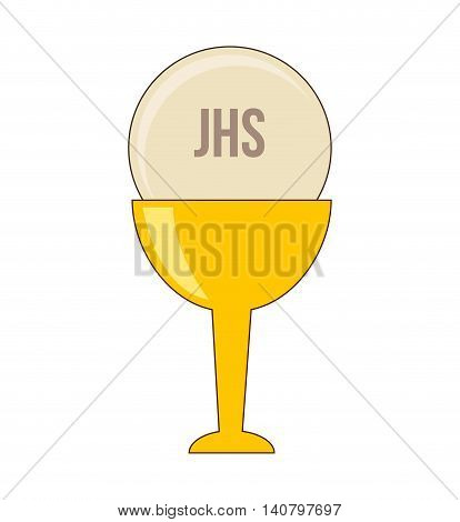 cup gold chalice first communion icon graphic isolated vector