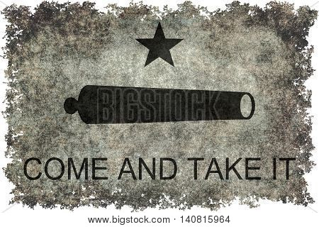 Historic Come and take it flag with vintage distressed textures and edges