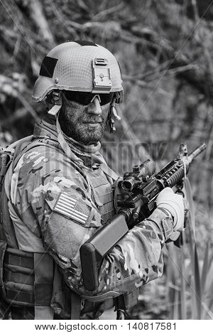 Green Berets US Army Special Forces Group soldier in action