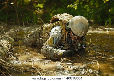Green Berets US Army Special Forces Group soldier in action
