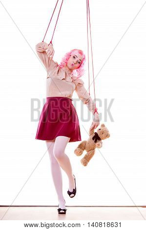 Woman Girl Stylized Like Marionette Puppet On String