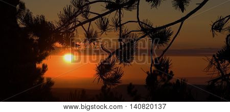 Orange Sunrise In Austria Mountains In Summer Time